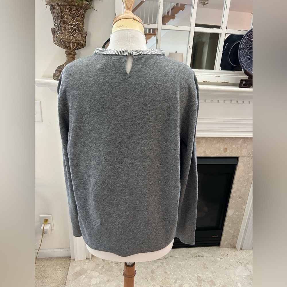 DKNY Gray Sweater with Crystal Collar - Picture 7 of 11